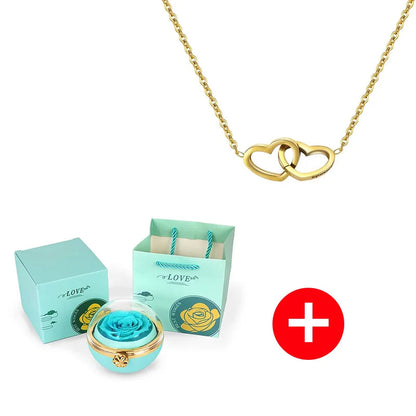 Caixa com Rosa Eterna & Colar Gravado com Nomes