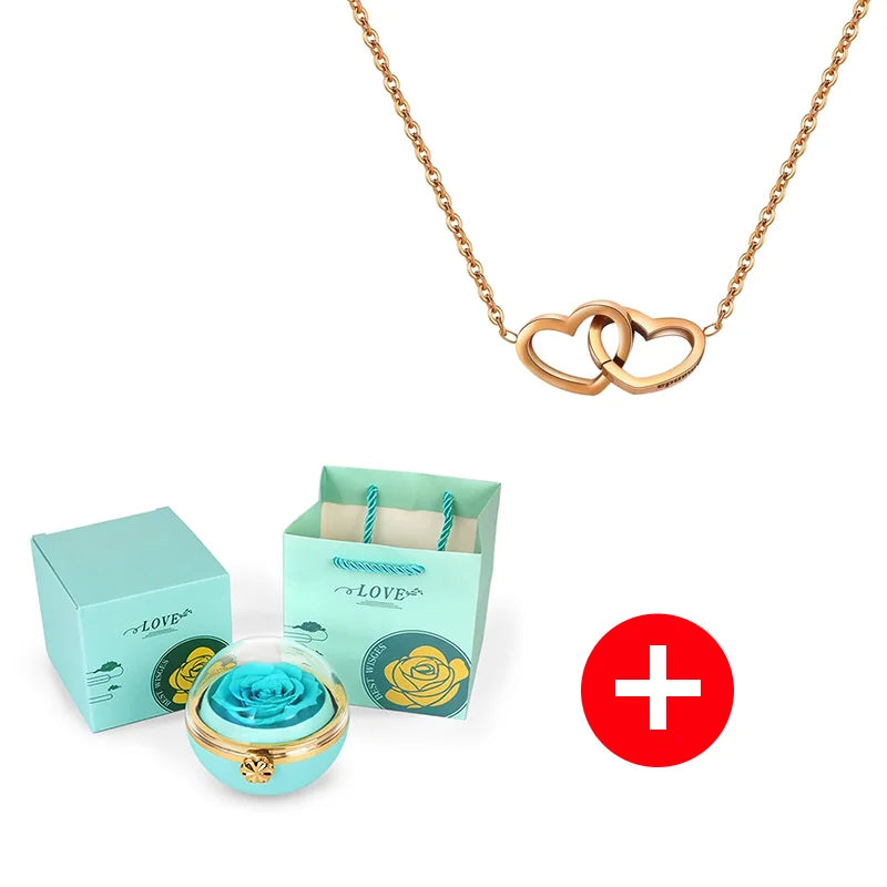 Caixa com Rosa Eterna & Colar Gravado com Nomes