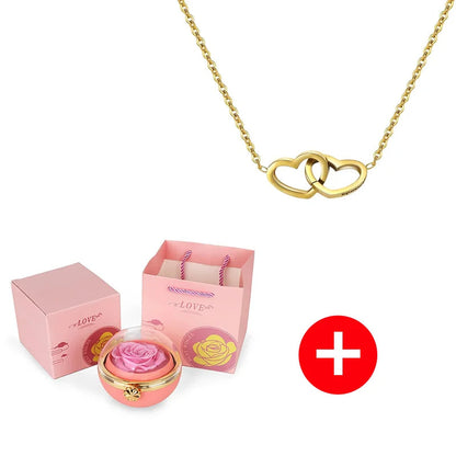Caixa com Rosa Eterna & Colar Gravado com Nomes