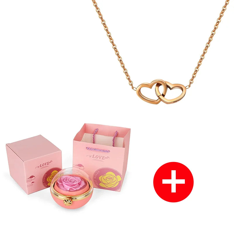 Caixa com Rosa Eterna & Colar Gravado com Nomes