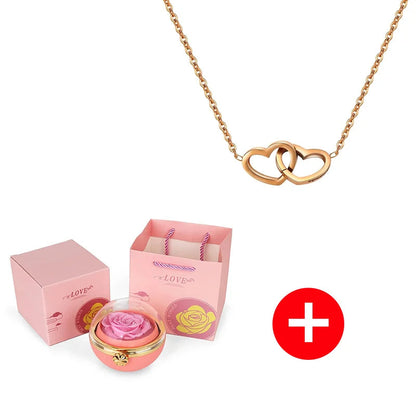 Caixa com Rosa Eterna & Colar Gravado com Nomes