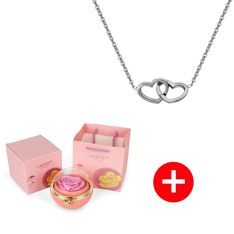 Caixa com Rosa Eterna & Colar Gravado com Nomes