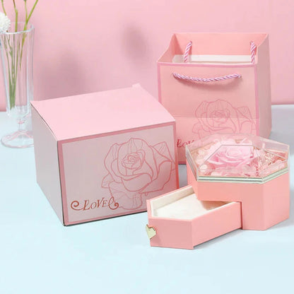 Caixa Coração com Rosa Eterna (Somente Caixa)